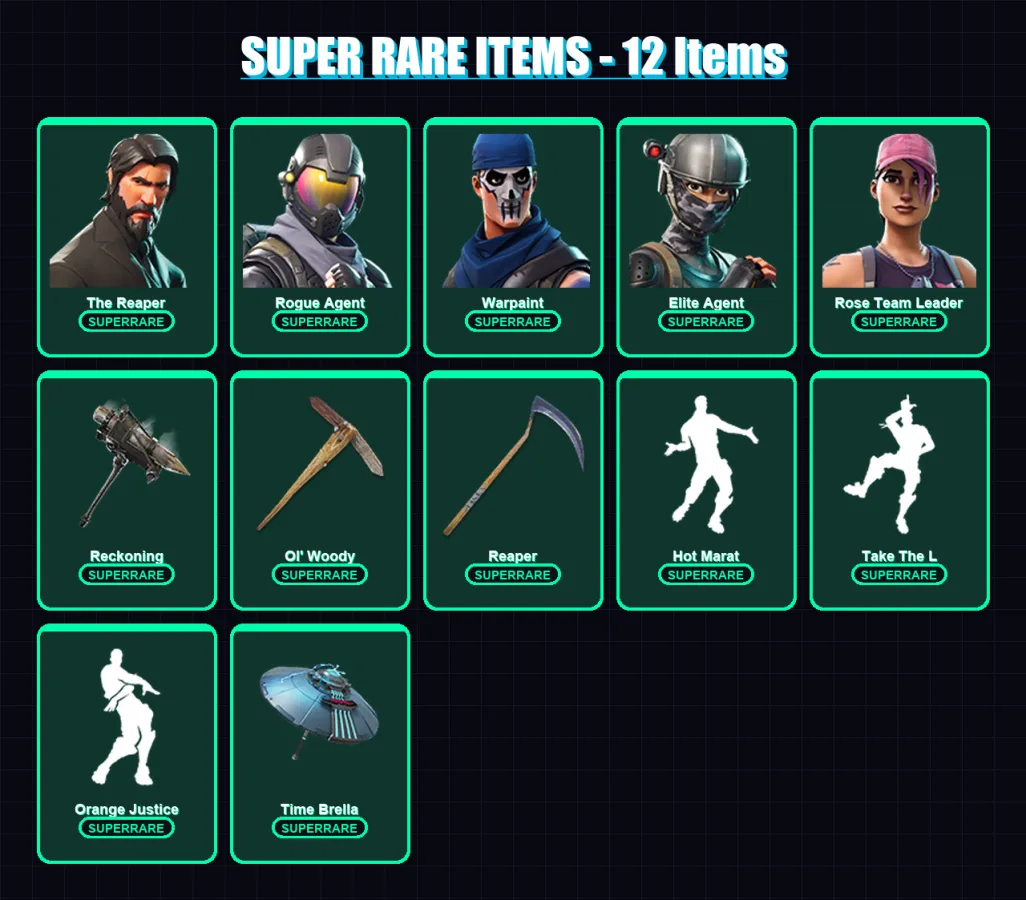 [PC/XBOX/PSN] | The Reaper | Rogue Agent | Warpaint | Elite Agent | Rose Team Leader | 74 skin | 59 pickaxe | 62 emote | 53 glider | Lv668