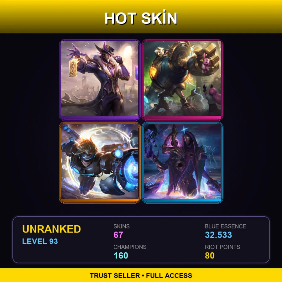 EUNE | Lv93 | Unranked | 67 Skin | 160 Champ