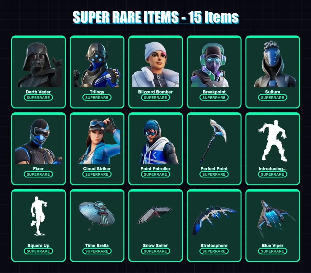 [PS4/PS5/XBOX/PC] | Darth Vader | Trilogy | Blizzard Bomber | Breakpoint | Sultura | 169 skin | 215 pickaxe | 156 emote | 161 glider | Lv2423