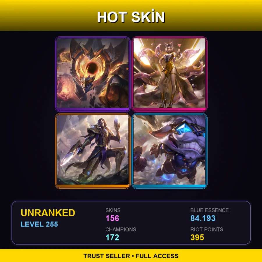 ME | Lv255 | Unranked | 156 Skin | 172 Champ — Unranked / Smurf League of Legends