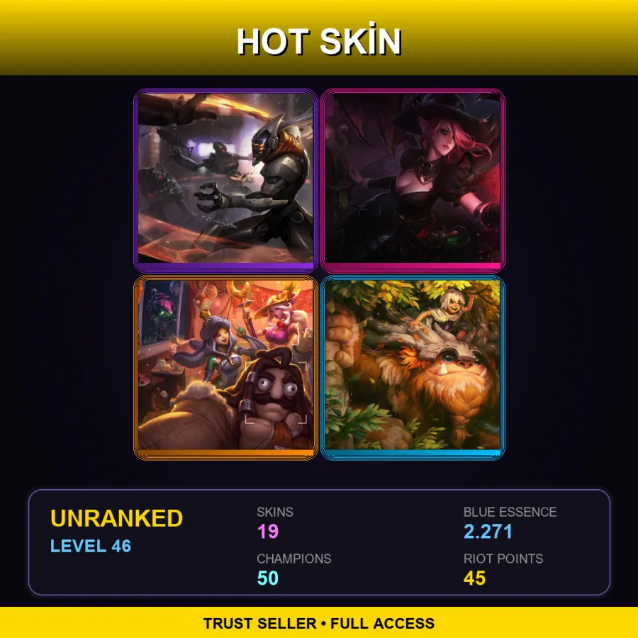 NA | Lv46 | Unranked | 19 Skin | 50 Champ