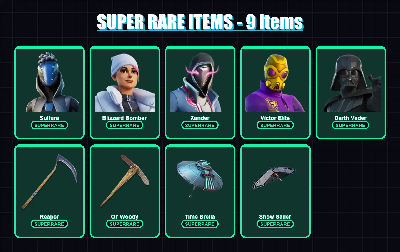 [PS4/PS5/XBOX/PC] | Sultura | Blizzard Bomber | Xander | Victor Elite | Darth Vader | 341 skin | 373 pickaxe | 283 emote | 262 glider | Lv3712