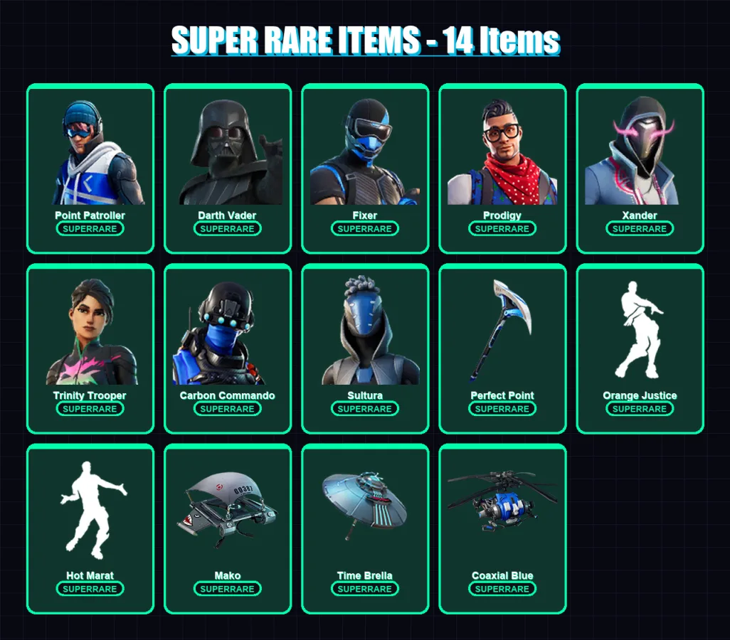 [PC/XBOX] | Point Patroller | Darth Vader | Fixer | Prodigy | Xander | 98 skin | 213 pickaxe | 132 emote | 169 glider | Lv4469