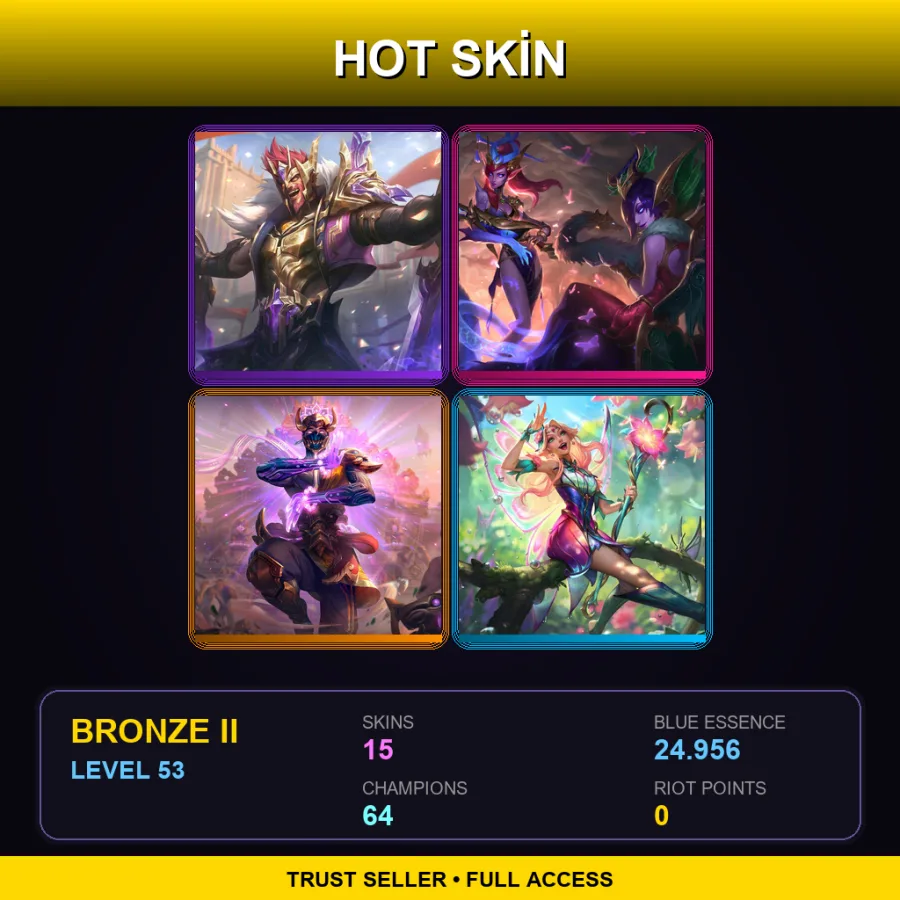 EUNE | Lv53 | Bronze II | 15 Skin | 64 Champ — LoL account