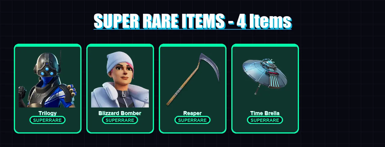 [PS4/PS5/XBOX/PC] | Trilogy | Blizzard Bomber | Fade | Gear Specialist Maya | Midas | 46 skin | 64 pickaxe | 55 emote | 55 glider | Lv1115