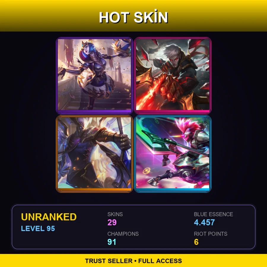 EUNE | Lv95 | Unranked | 29 Skin | 91 Champ