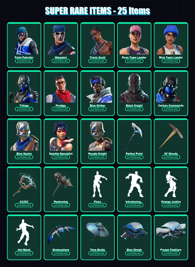 [PC/XBOX] | Point Patroller | Warpaint | Travis Scott | Rose Team Leader | Blue Team Leader | 103 skin | 100 pickaxe | 102 emote | 99 glider | Lv157