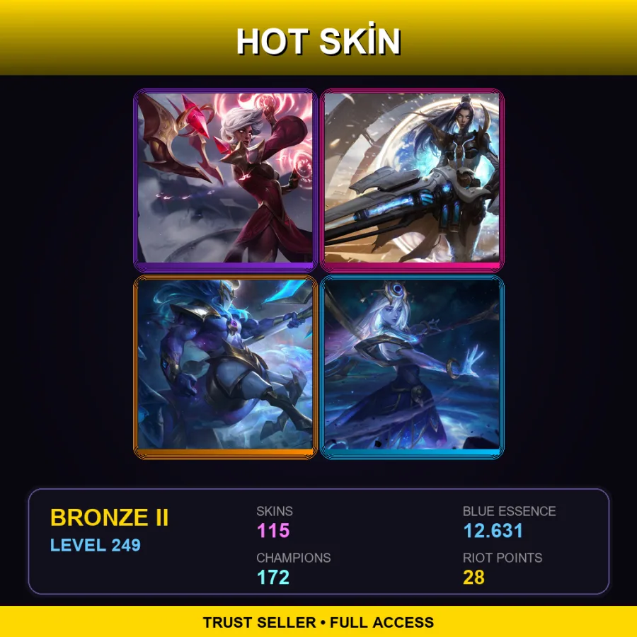 EUW | Lv249 | Bronze II | 115 Skin | 172 Champ