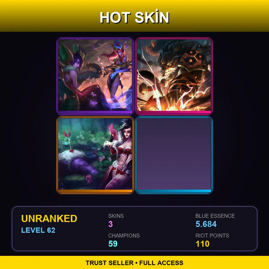 TR | Lv62 | Unranked | 3 Skin | 59 Champ