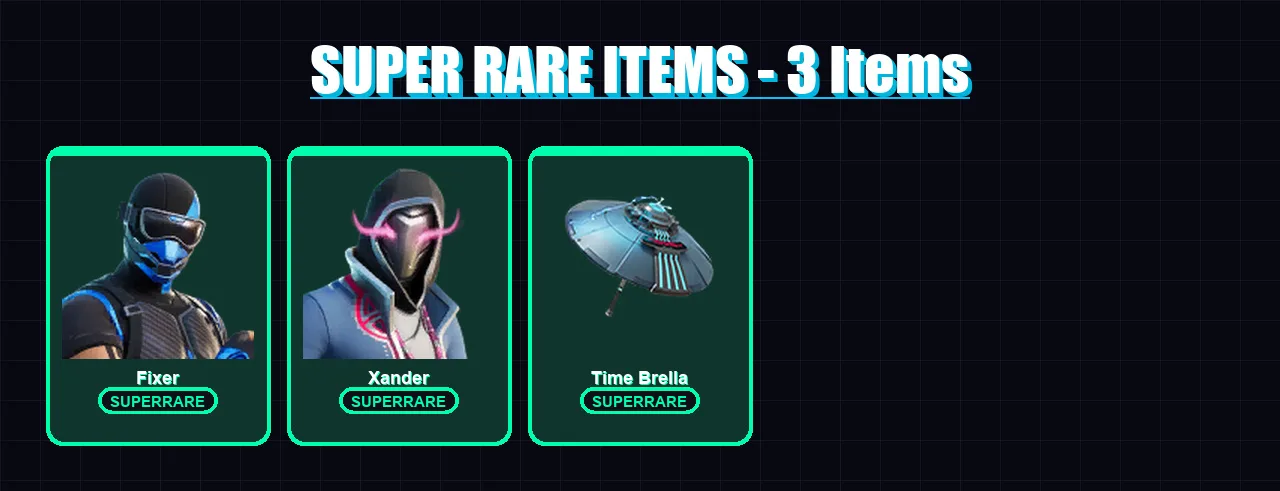 [PC] | Fixer | Xander | Paradigm (Reality-659) | The Imagined | Mecha Cuddle Master | 34 skin | 46 pickaxe | 21 emote | 31 glider | Lv426