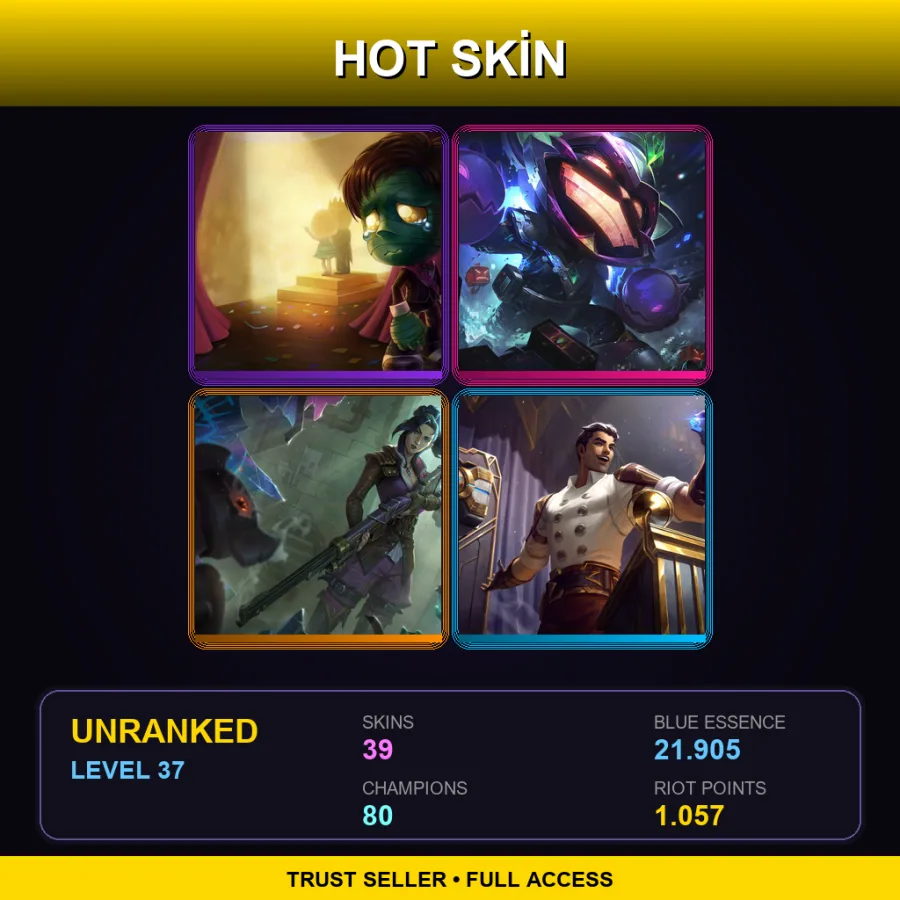 EUW | Lv37 | Unranked | 39 Skin | 80 Champ