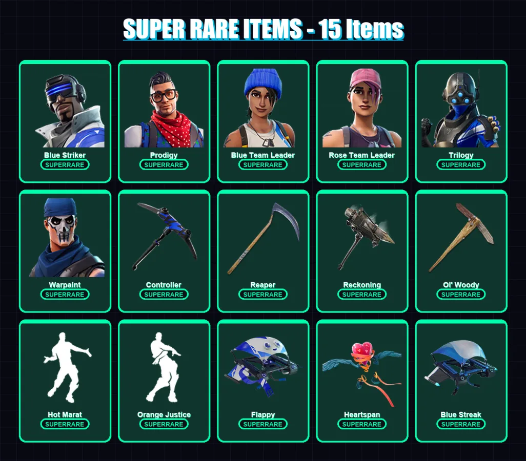 [PS4/PS5/XBOX/PC] | Blue Striker | Prodigy | Blue Team Leader | Rose Team Leader | Trilogy | 93 skin | 65 pickaxe | 82 emote | 67 glider | Lv1030 — Fortnite account