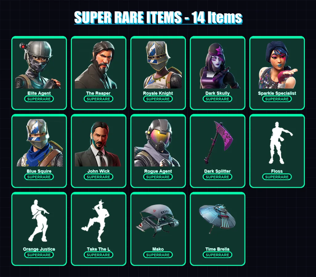 [PC/XBOX/PSN] | Elite Agent | The Reaper | Royale Knight | Dark Skully | Sparkle Specialist | 66 skin | 60 pickaxe | 89 emote | 74 glider | Lv1239 — Fortnite account