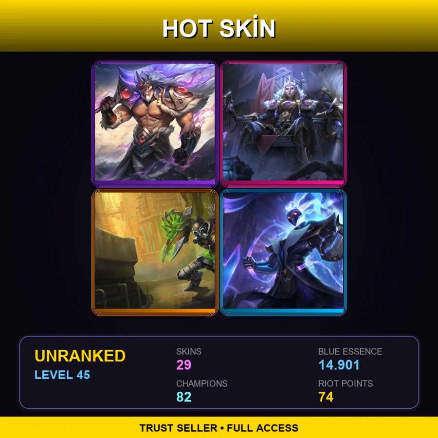 EUW | Lv45 | Unranked | 29 Skin | 82 Champ