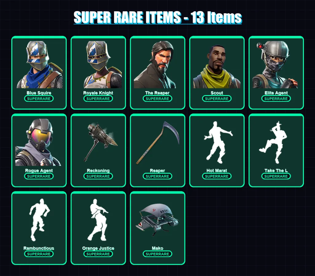 [PC/XBOX/PSN] | Blue Squire | Royale Knight | The Reaper | Scout | Elite Agent | 80 skin | 41 pickaxe | 67 emote | 49 glider | Lv693