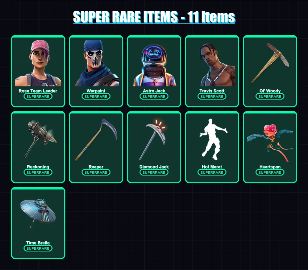 [PC/PSN] | Rose Team Leader | Warpaint | Astro Jack | Travis Scott | Spectra Knight | 112 skin | 130 pickaxe | 103 emote | 111 glider | Lv1068 — Fortnite account