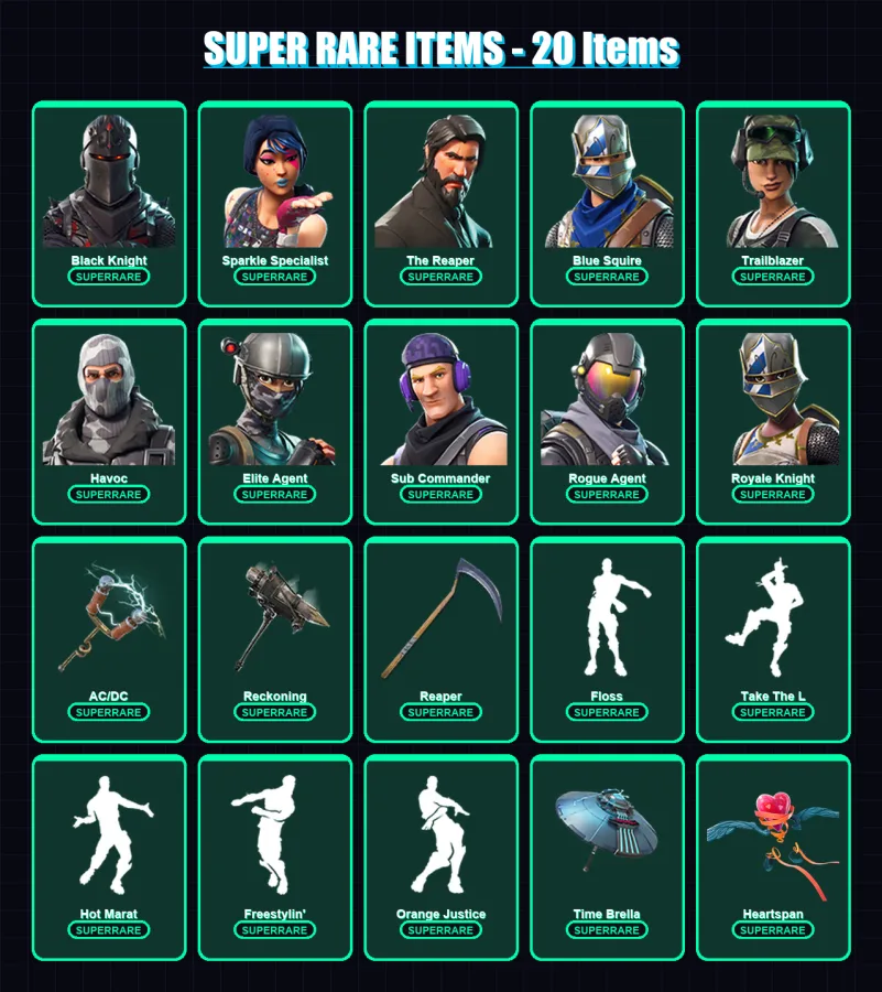 [PC/XBOX/PSN] | Black Knight | Sparkle Specialist | The Reaper | Blue Squire | Trailblazer | 96 skin | 89 pickaxe | 76 emote | 75 glider | Lv1092