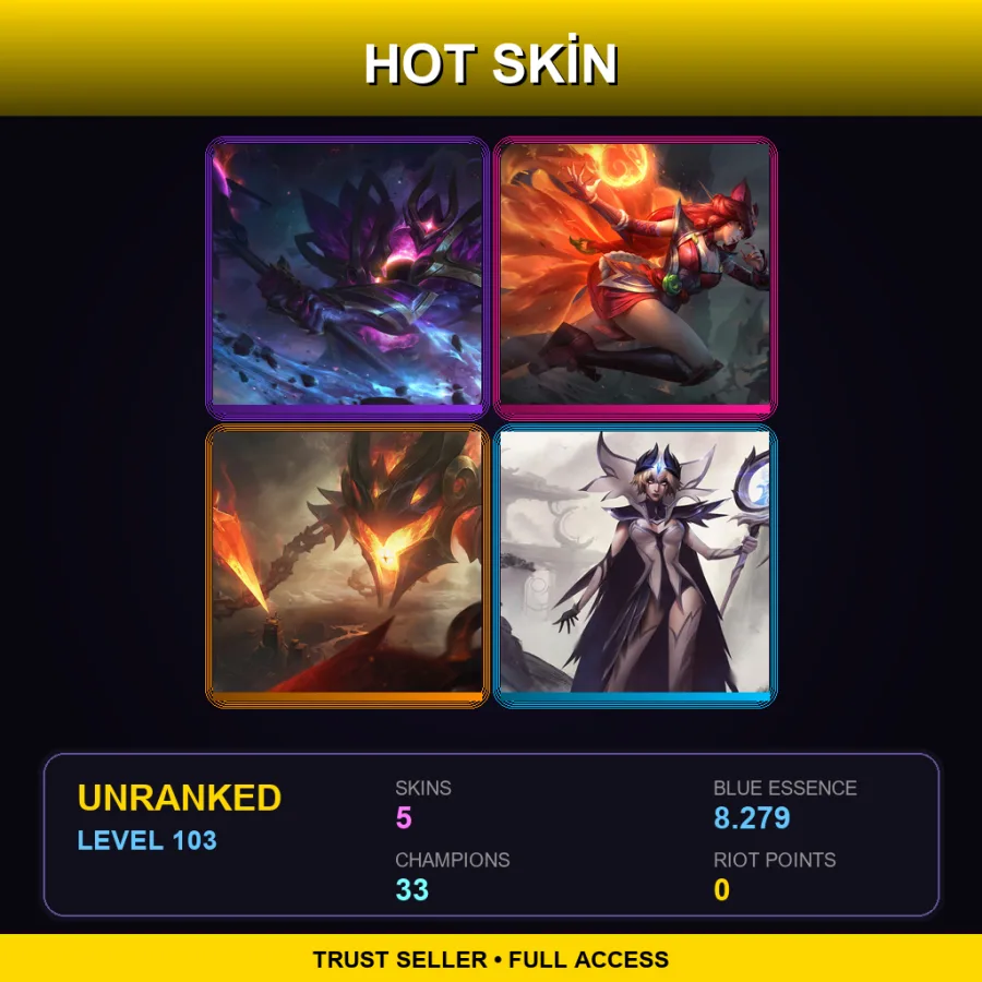 LAN | Lv103 | Unranked | 5 Skin | 33 Champ