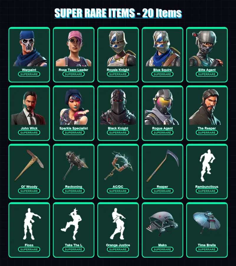[PC/PSN] | Warpaint | Rose Team Leader | Royale Knight | Blue Squire | Elite Agent | 144 skin | 137 pickaxe | 143 emote | 110 glider | Lv1730 — Fortnite account