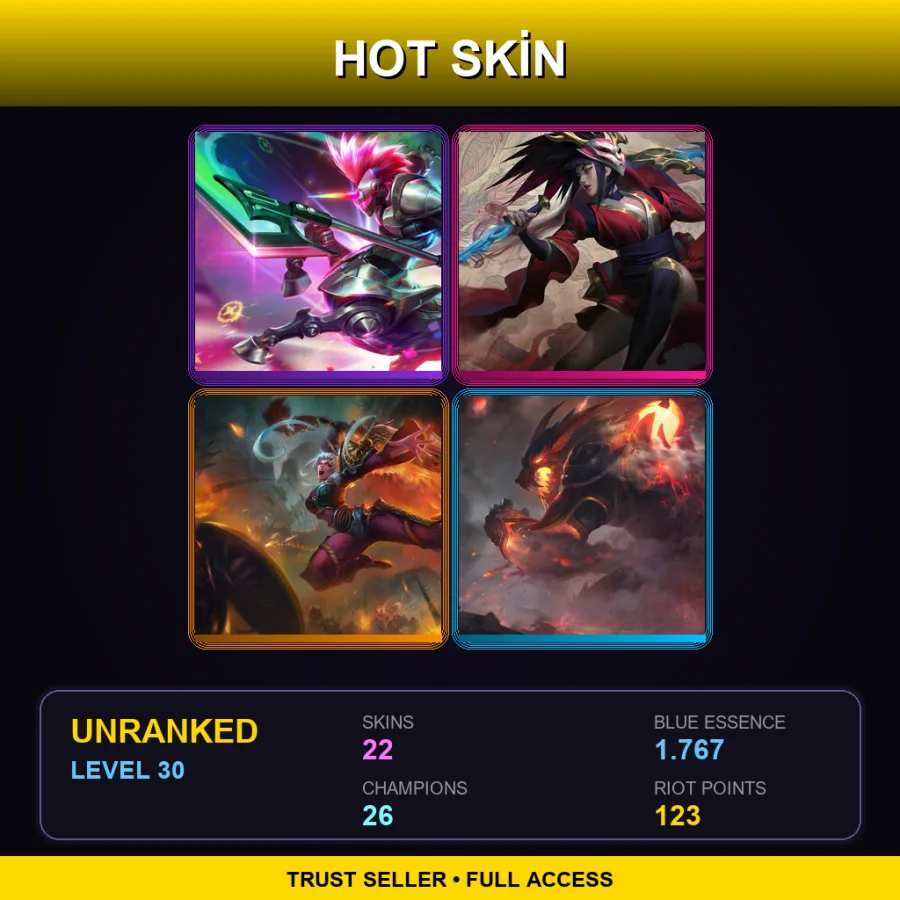 NA | Lv30 | Unranked | 22 Skin | 26 Champ