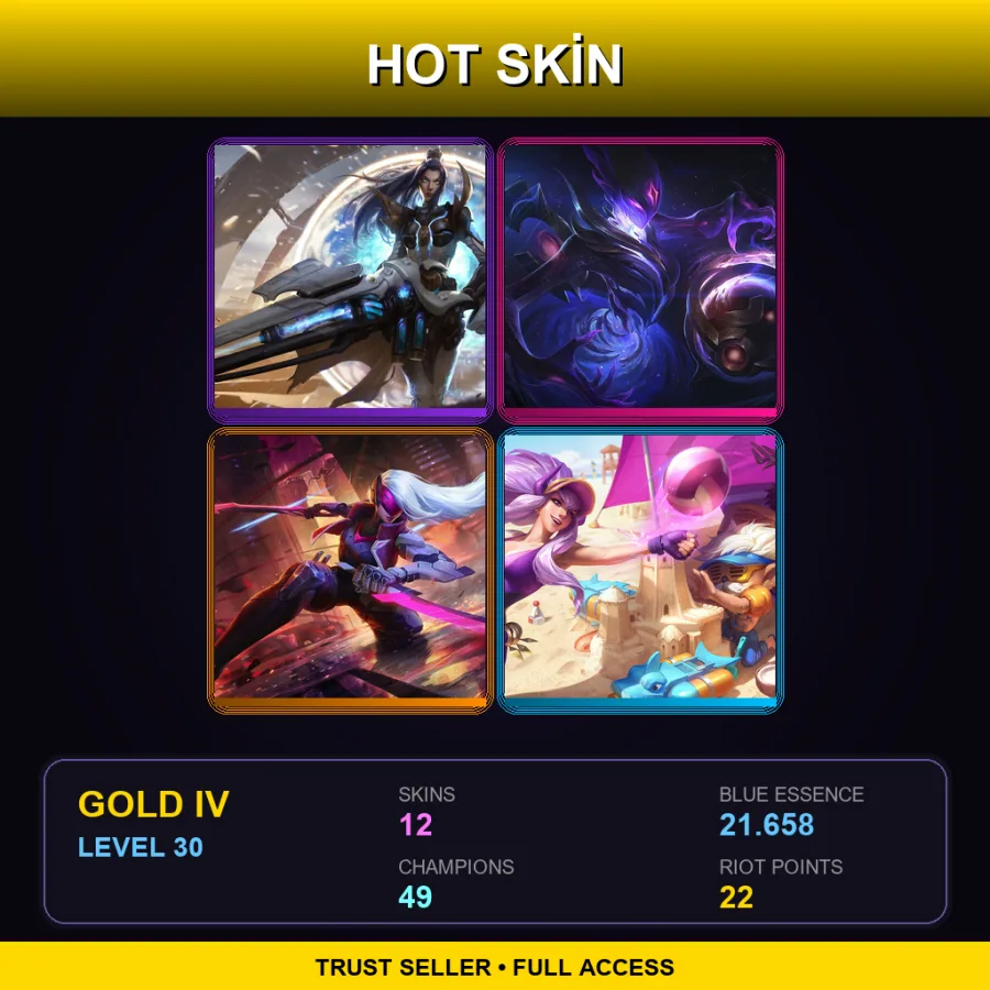 EUW | Lv30 | Gold IV | 12 Skin | 49 Champ