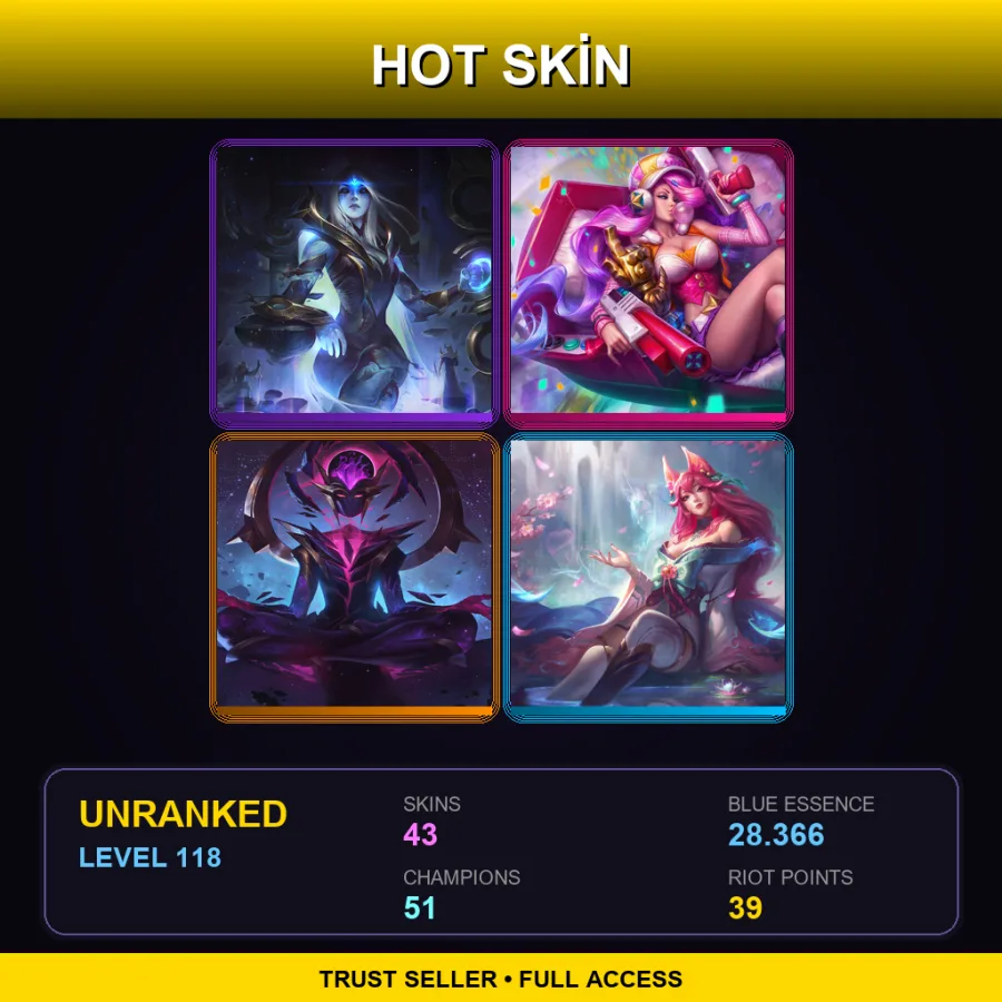 LAN | Lv118 | Unranked | 43 Skin | 51 Champ