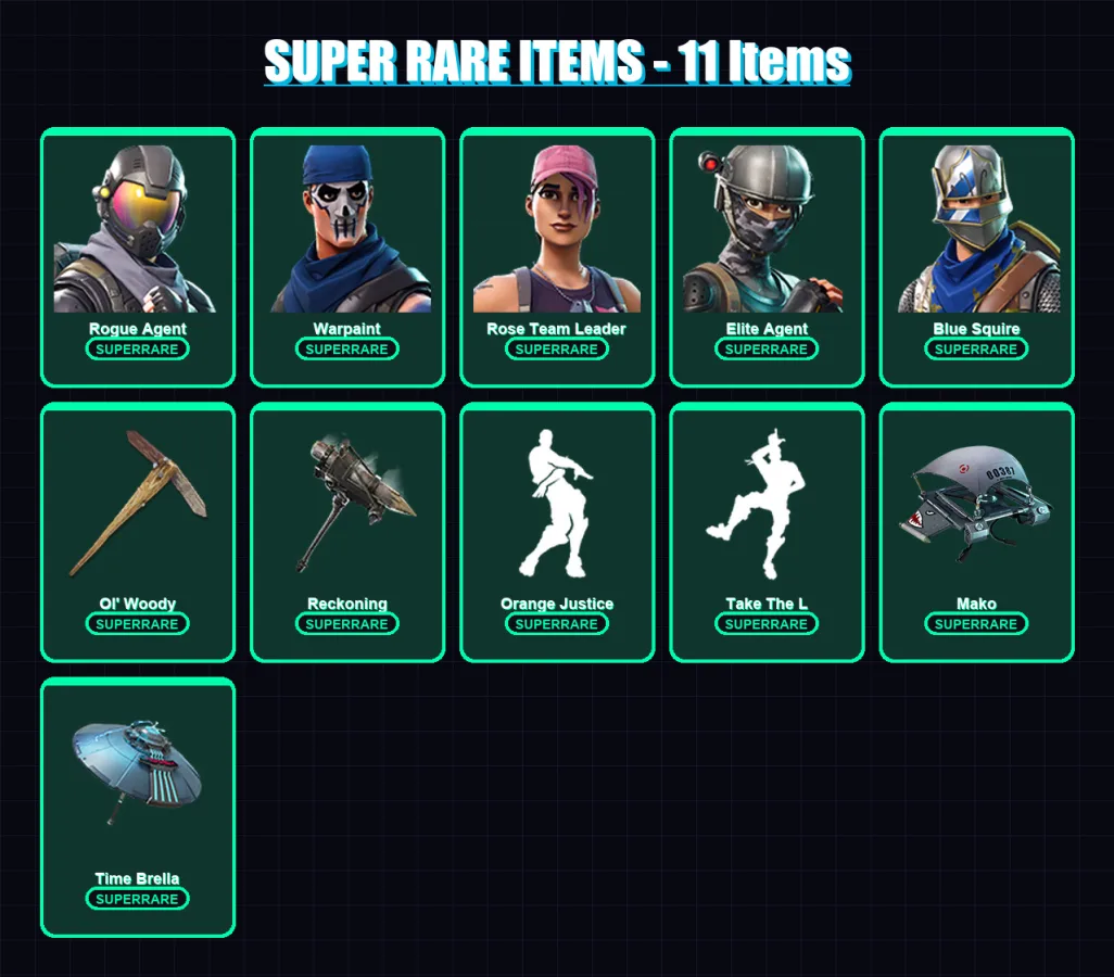 [PC/PSN] | Rogue Agent | Warpaint | Rose Team Leader | Elite Agent | Blue Squire | 92 skin | 109 pickaxe | 92 emote | 99 glider | Lv1232