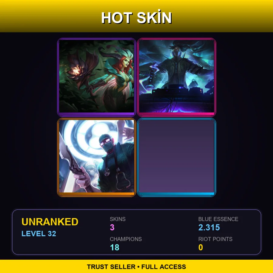 LAN | Lv32 | Unranked | 3 Skin | 18 Champ — LoL account