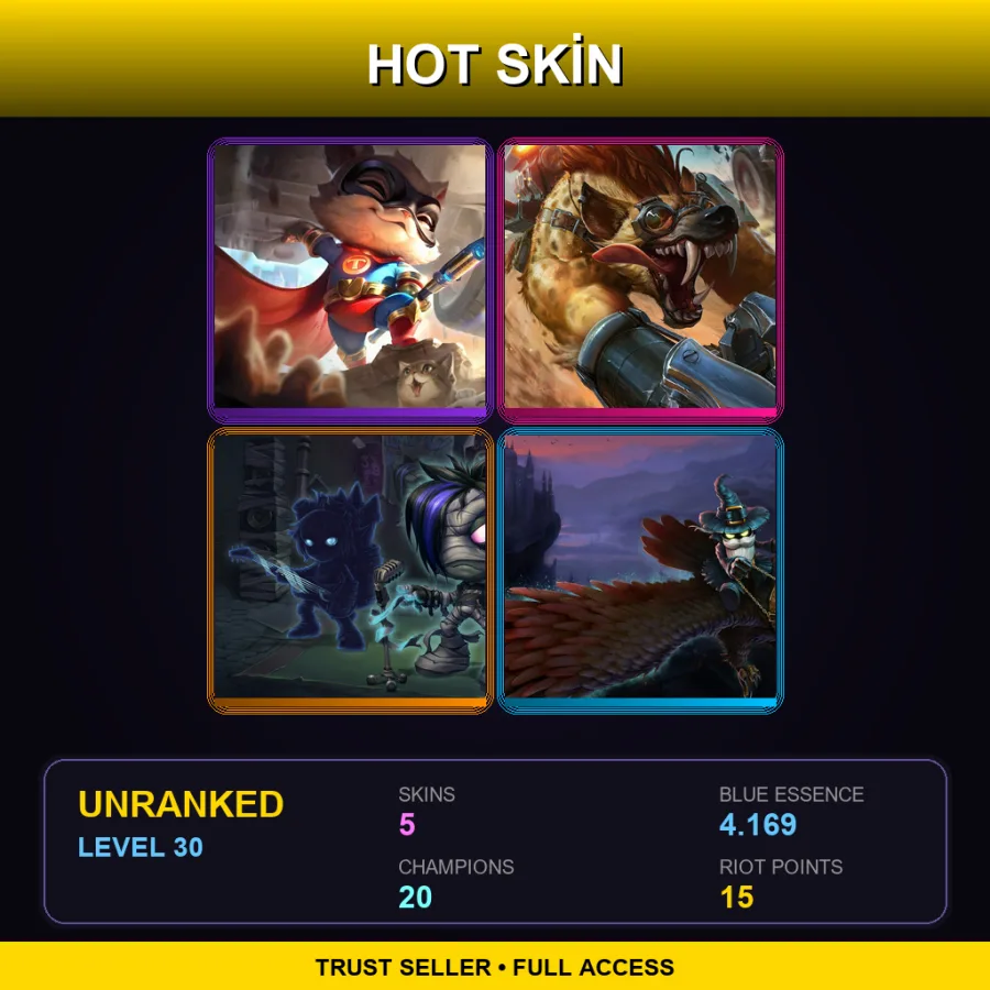 TR | Lv30 | Unranked | 5 Skin | 20 Champ