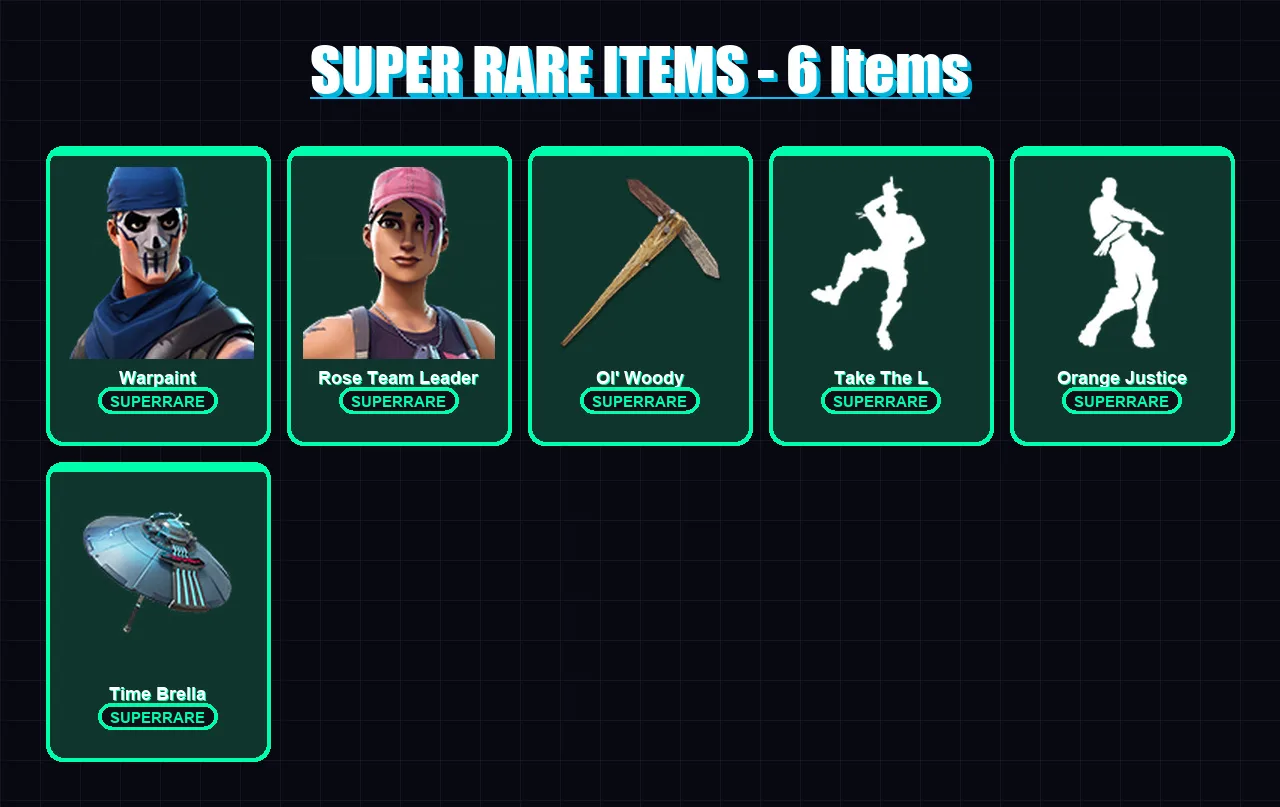 [PS4/PS5/XBOX/PC] | Warpaint | Rose Team Leader | Sky Stalker | Drift | Love Ranger | 30 skin | 39 pickaxe | 32 emote | 45 glider | Lv637