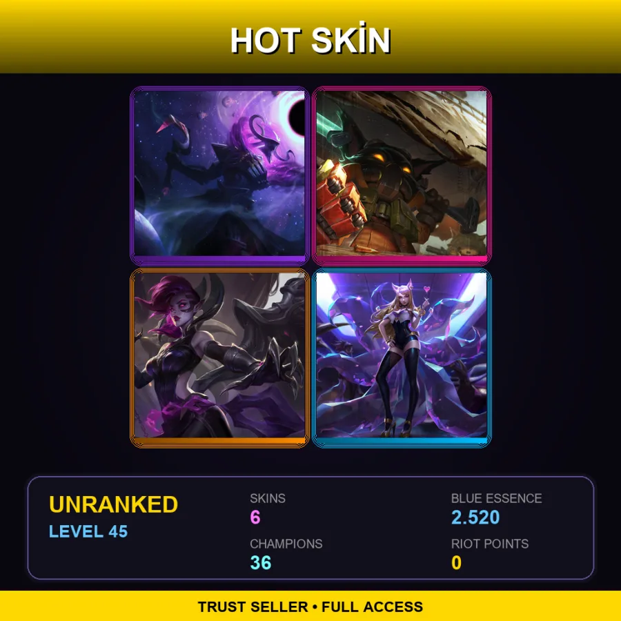 RU | Lv45 | Unranked | 6 Skin | 36 Champ