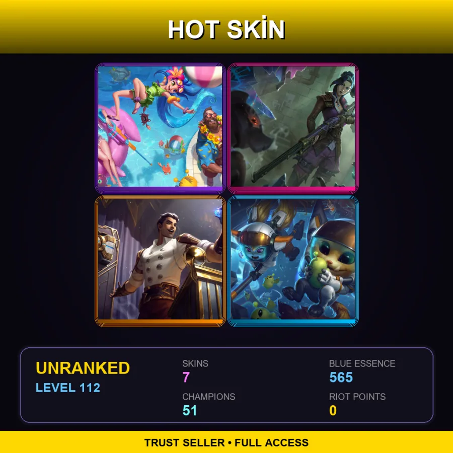 LAN | Lv112 | Unranked | 7 Skin | 51 Champ — Pool Party Gangplank