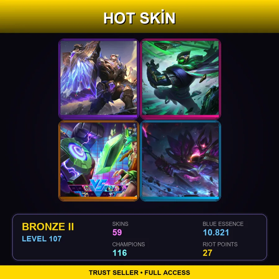 LAS | Lv107 | Bronze II | 59 Skin | 116 Champ — LoL account