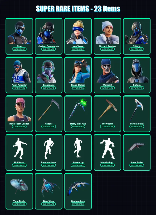 [PC/XBOX] | Fixer | Carbon Commando | Neo Versa | Blizzard Bomber | Trilogy | 130 skin | 191 pickaxe | 148 emote | 158 glider | Lv2811 — Fortnite account