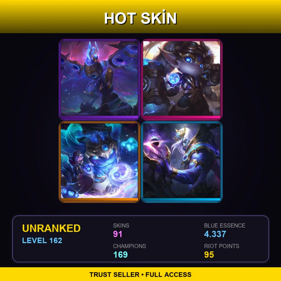 SG | Lv162 | Unranked | 91 Skin | 169 Champ