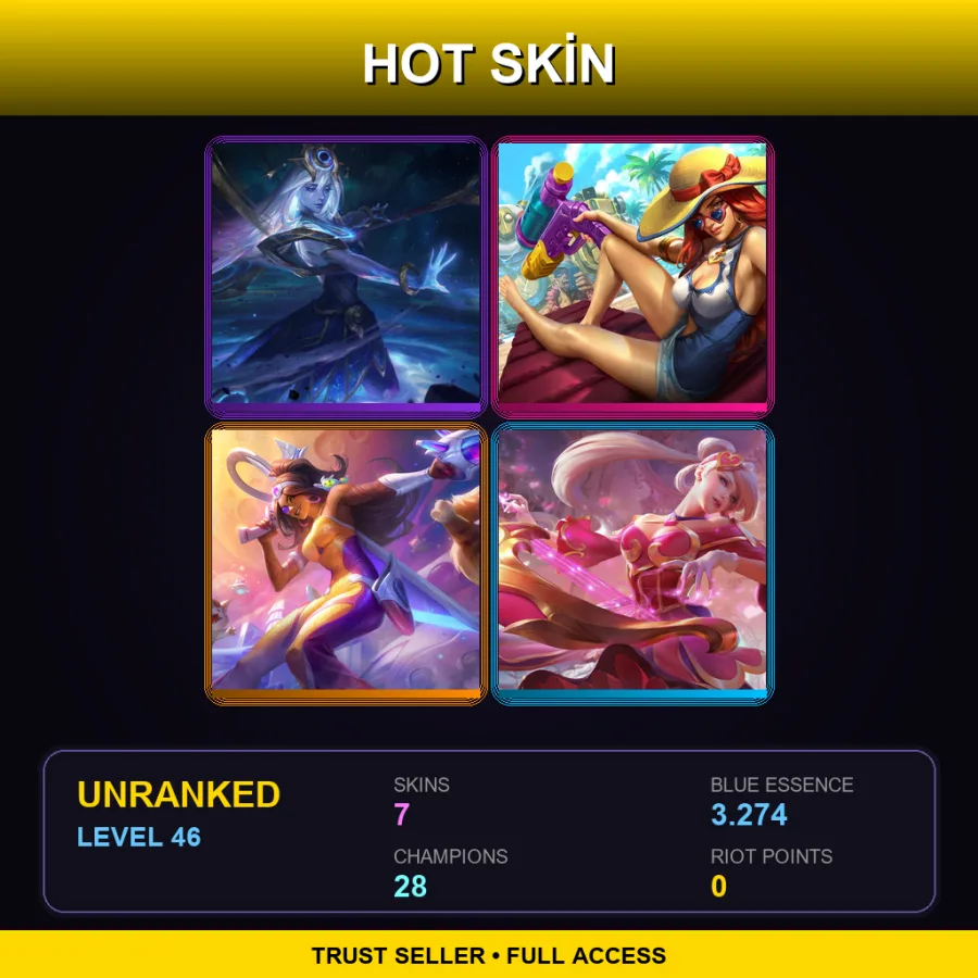 ME | Lv46 | Unranked | 7 Skin | 28 Champ — Unranked / Smurf League of Legends