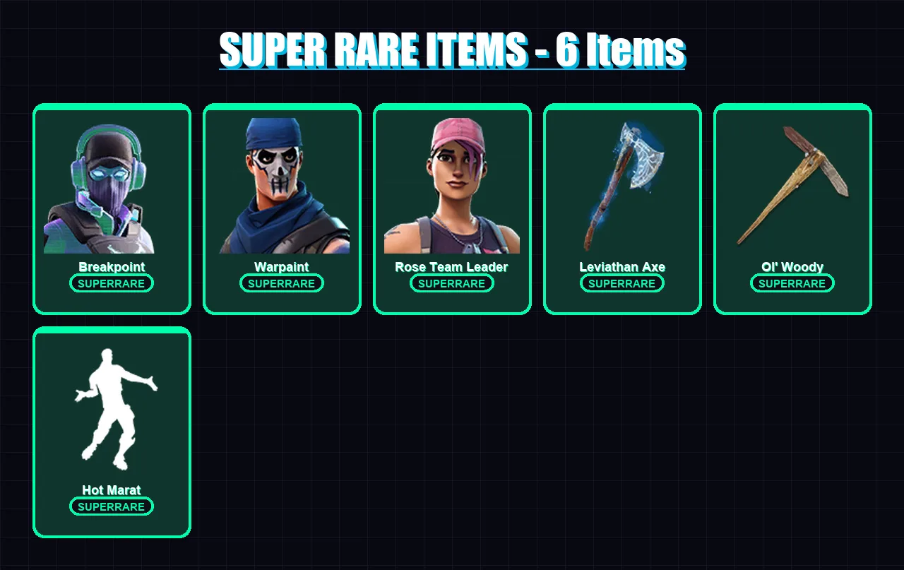 [PC/PSN] | Breakpoint | Warpaint | Rose Team Leader | Zenith | Hybrid | 156 skin | 156 pickaxe | 93 emote | 98 glider | Lv1003