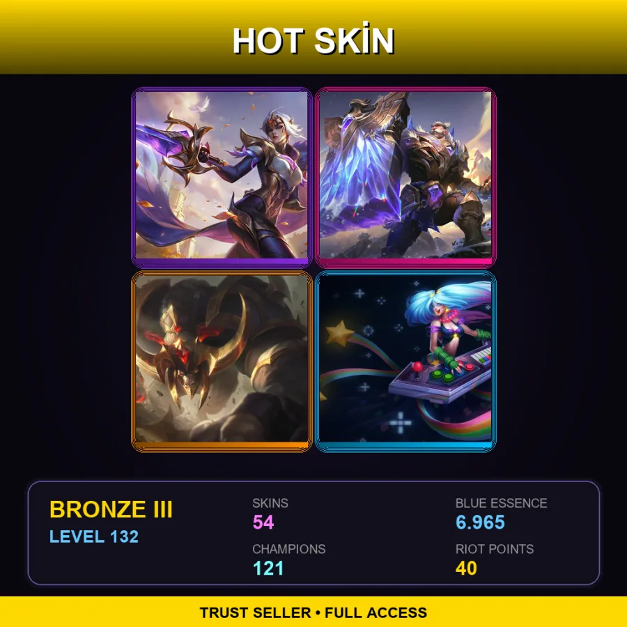 EUNE | Lv132 | Bronze III | 54 Skin | 121 Champ — LoL account