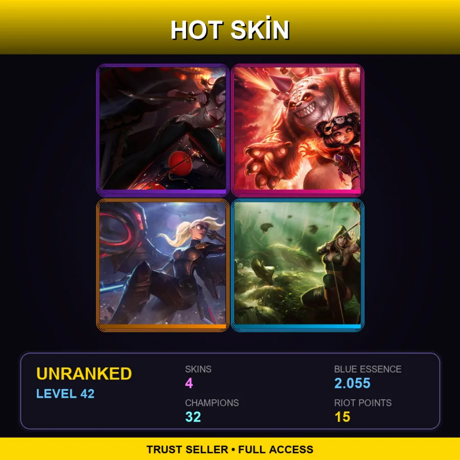 TR | Lv42 | Unranked | 4 Skin | 32 Champ
