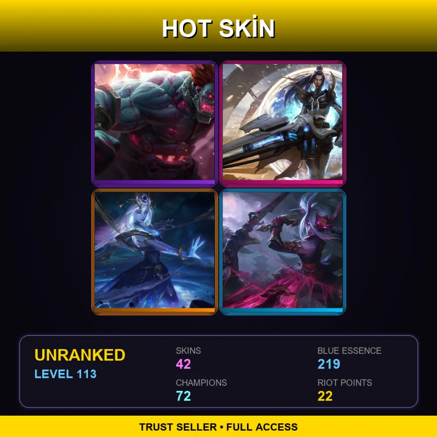 EUNE | Lv113 | Unranked | 42 Skin | 72 Champ — LoL account