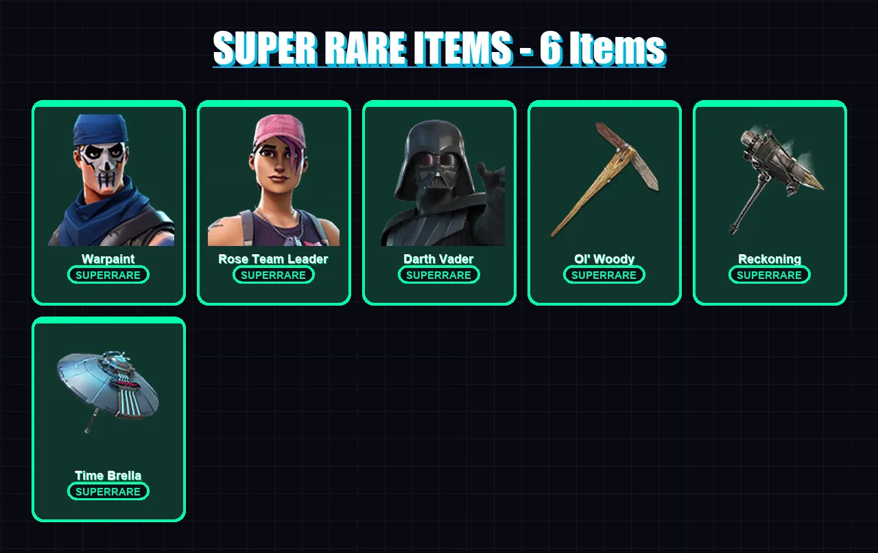 [PC/XBOX/PSN] | Warpaint | Rose Team Leader | Darth Vader | Malik | Mizuki | 310 skin | 335 pickaxe | 319 emote | 268 glider | Lv4233