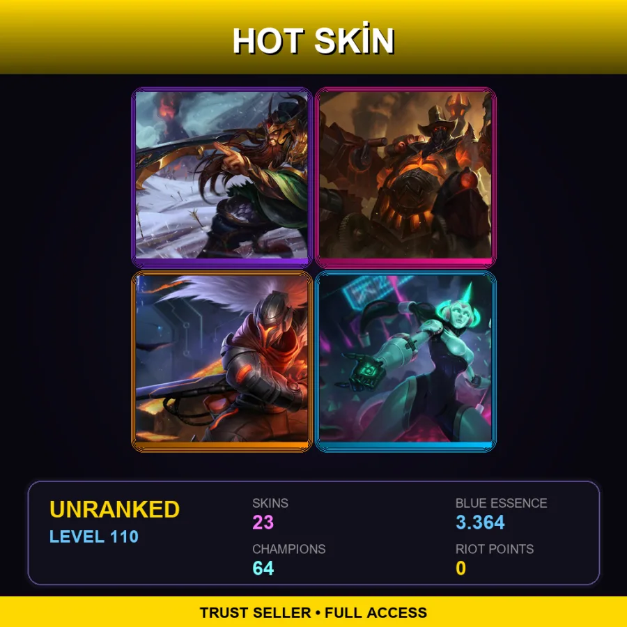 SG | Lv110 | Unranked | 23 Skin | 64 Champ — LoL account