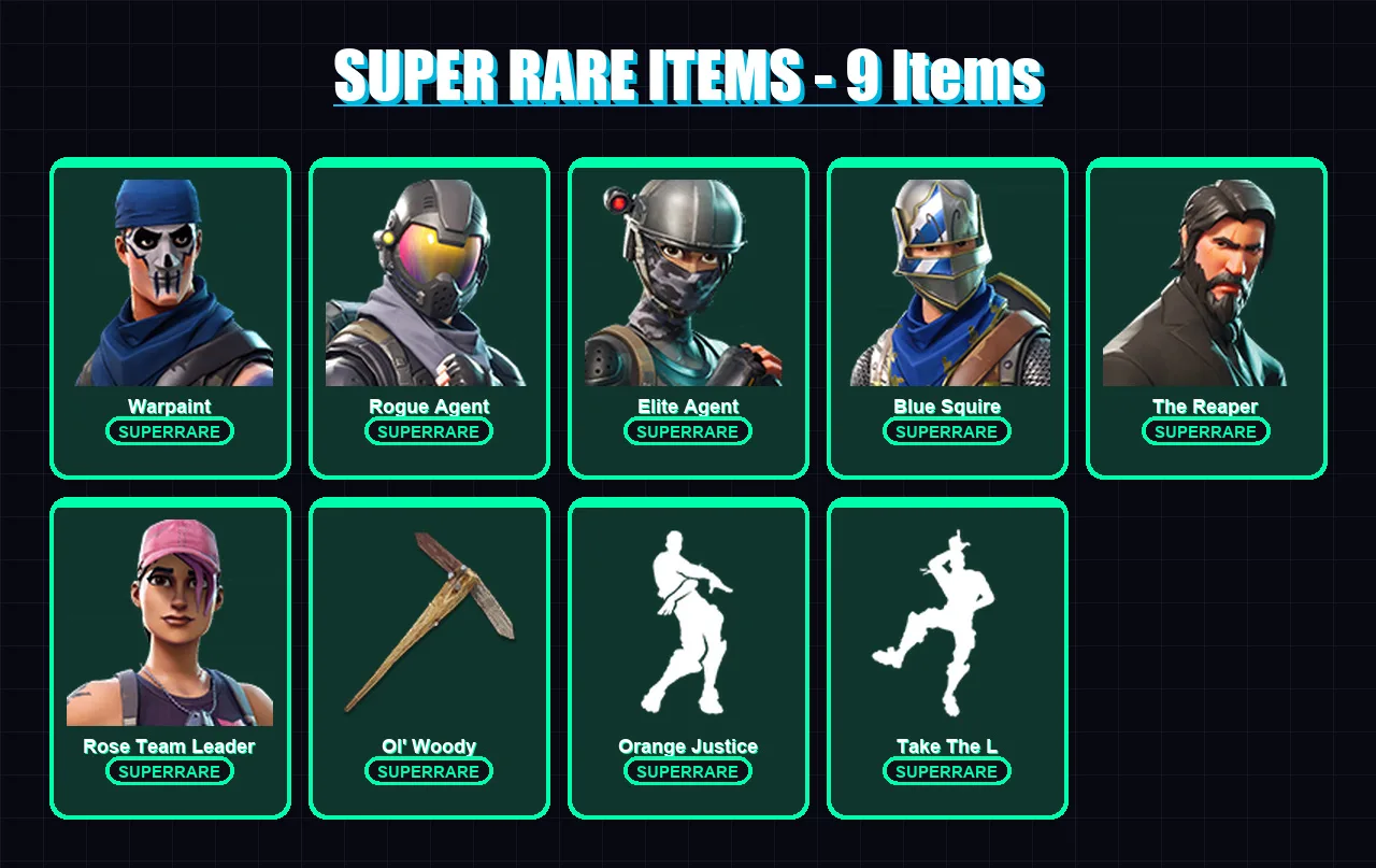 [PC/XBOX/PSN] | Warpaint | Rogue Agent | Elite Agent | Blue Squire | The Reaper | 17 skin | 15 pickaxe | 23 emote | 20 glider | Lv141