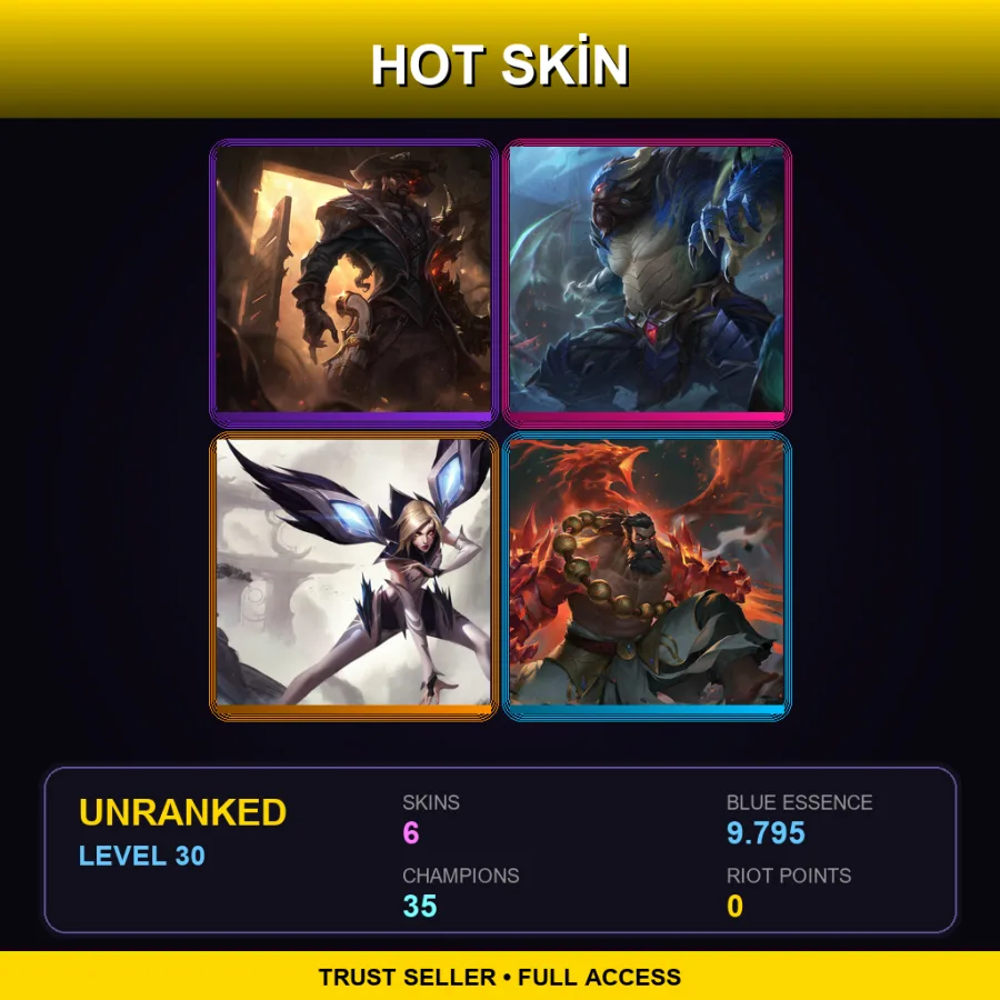 EUNE | Lv30 | Unranked | 6 Skin | 35 Champ — LoL account