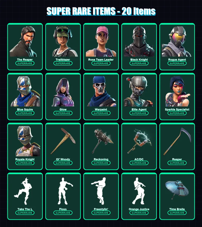 [PS4/PS5/XBOX/PC] | The Reaper | Trailblazer | Rose Team Leader | Black Knight | Rogue Agent | 67 skin | 48 pickaxe | 53 emote | 56 glider | Lv611