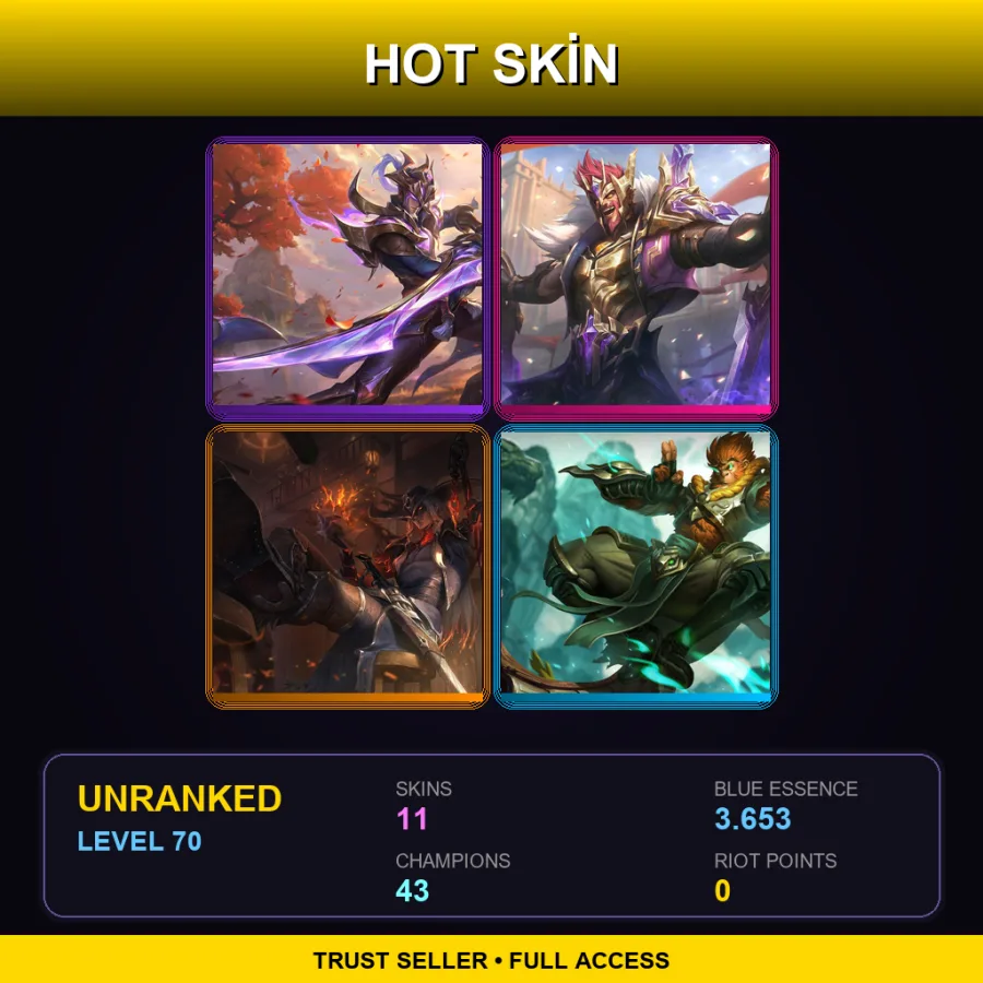 TR | Lv70 | Unranked | 11 Skin | 43 Champ