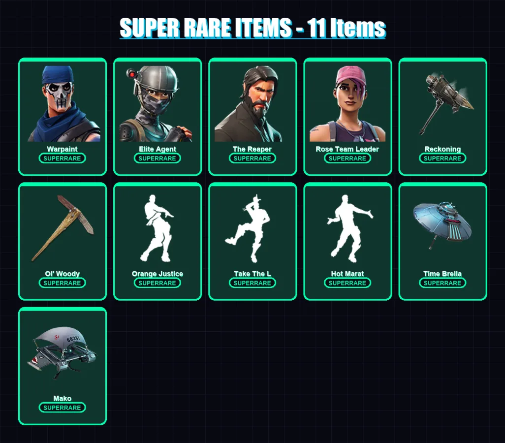 [PC/XBOX] | Warpaint | Elite Agent | The Reaper | Rose Team Leader | Ultima Knight | 137 skin | 135 pickaxe | 116 emote | 134 glider | Lv1749