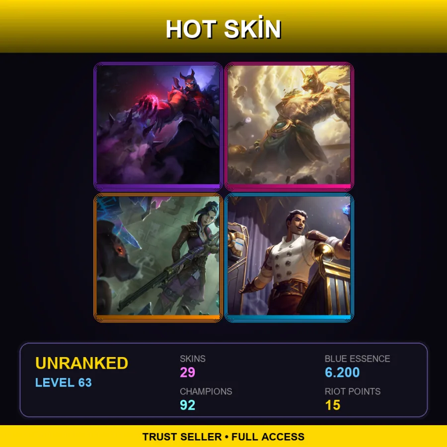EUNE | Lv63 | Unranked | 29 Skin | 92 Champ