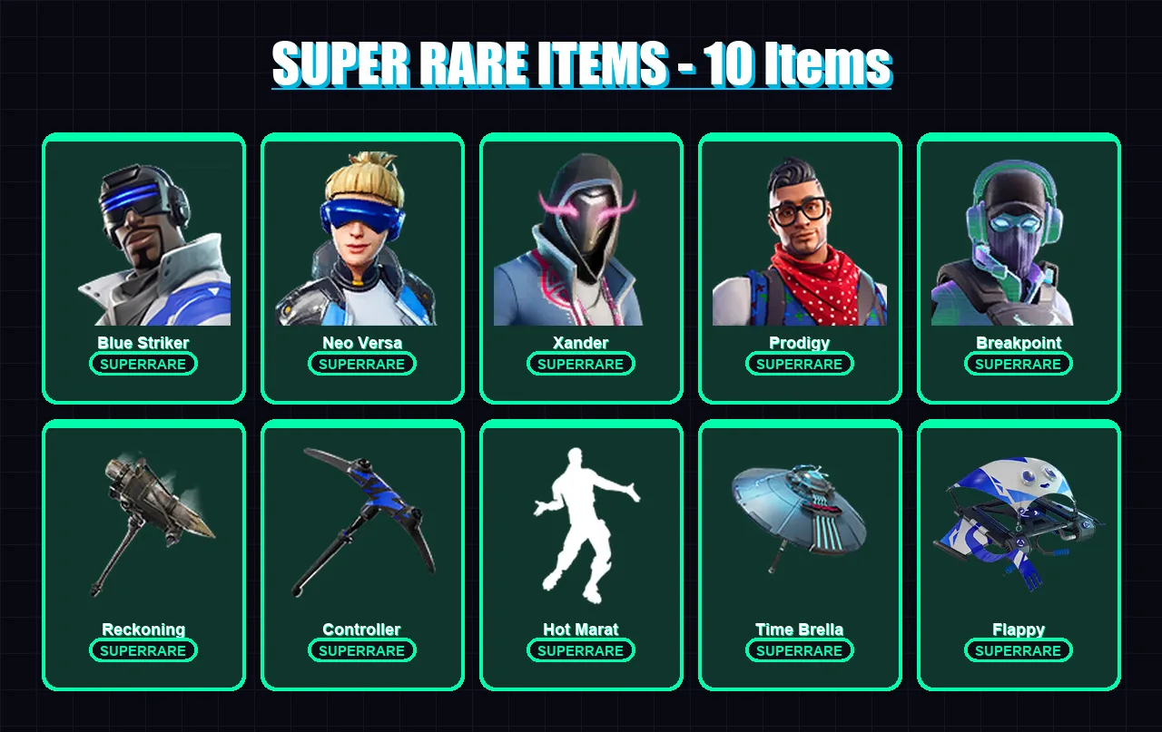 [PS4/PS5/XBOX/PC] | Blue Striker | Neo Versa | Xander | Prodigy | Breakpoint | 310 skin | 319 pickaxe | 267 emote | 234 glider | Lv3496 — Fortnite account