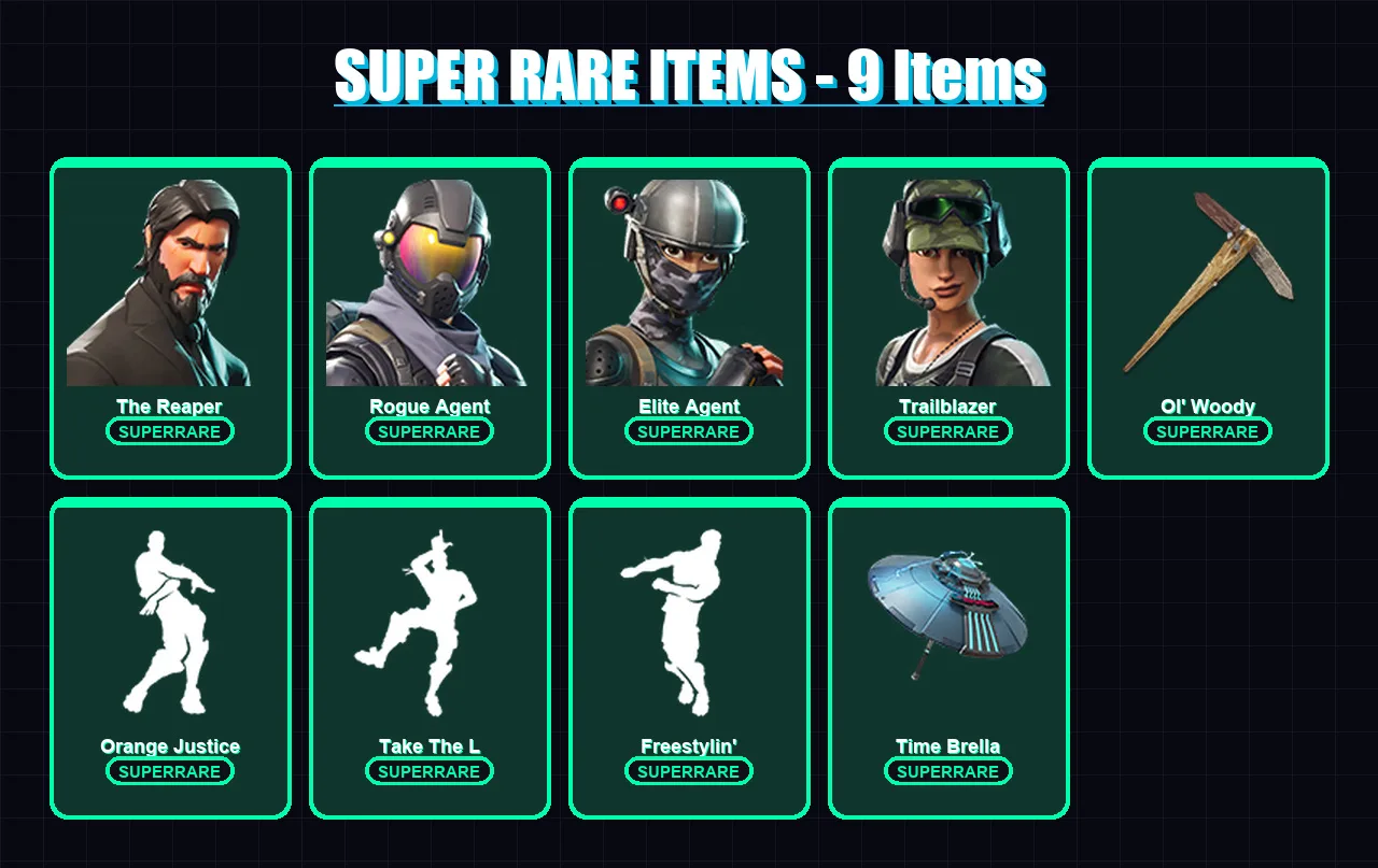 [PC/XBOX] | The Reaper | Rogue Agent | Elite Agent | Trailblazer | Catalyst | 72 skin | 77 pickaxe | 64 emote | 69 glider | Lv1139